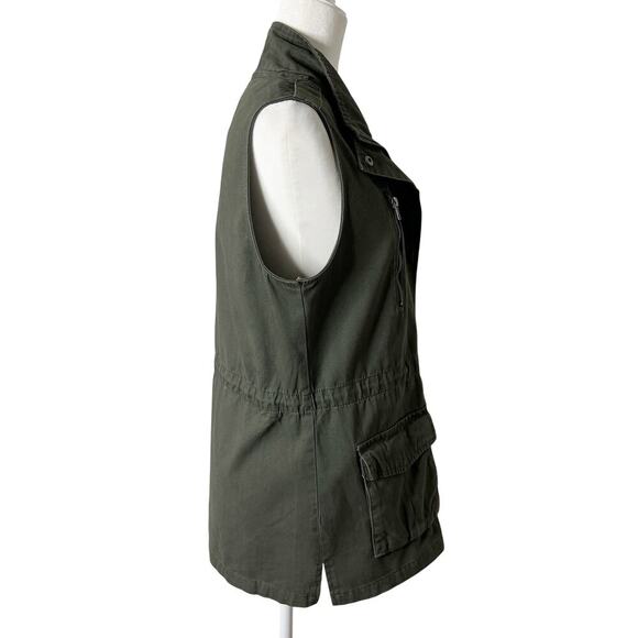 Ashley by 26 International Womens Utility Vest M Green Cargo Pockets 100% Cotton - Picture 5 of 9